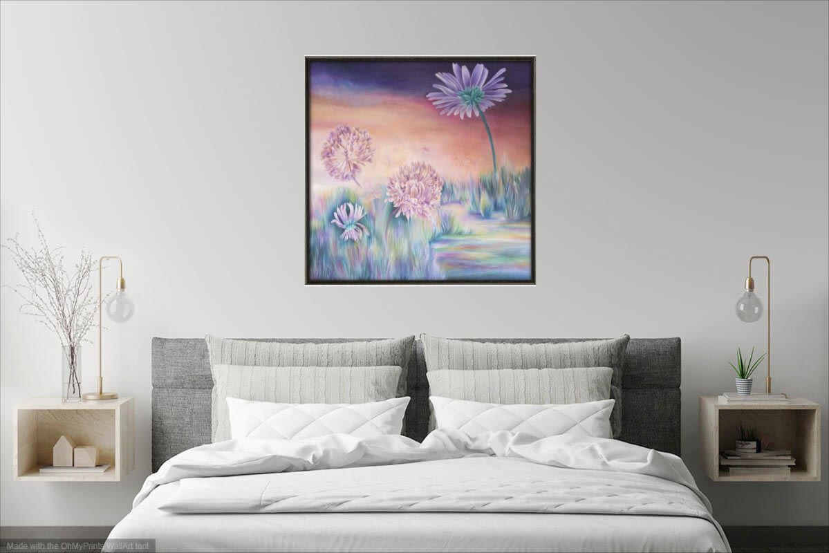 oil painting, flower painting, painting of flowers, oil painting of flowers, flower art, painting, flower painter, daisy, clover, grasses